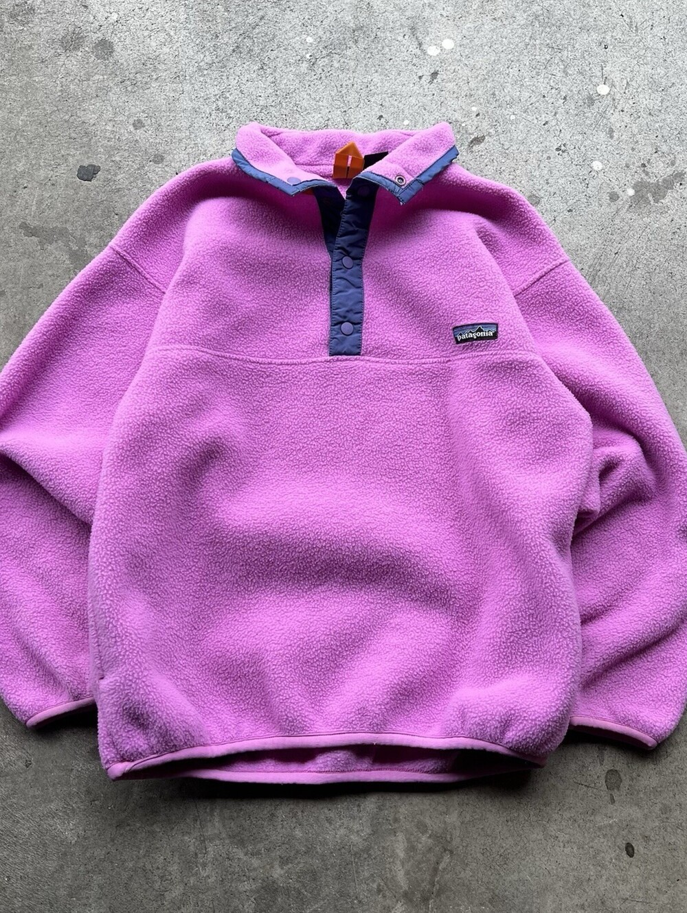 Patagonia 1990 Vintage Synchilla Snap T Fleece Pink Purple Kids Large Womens XS
